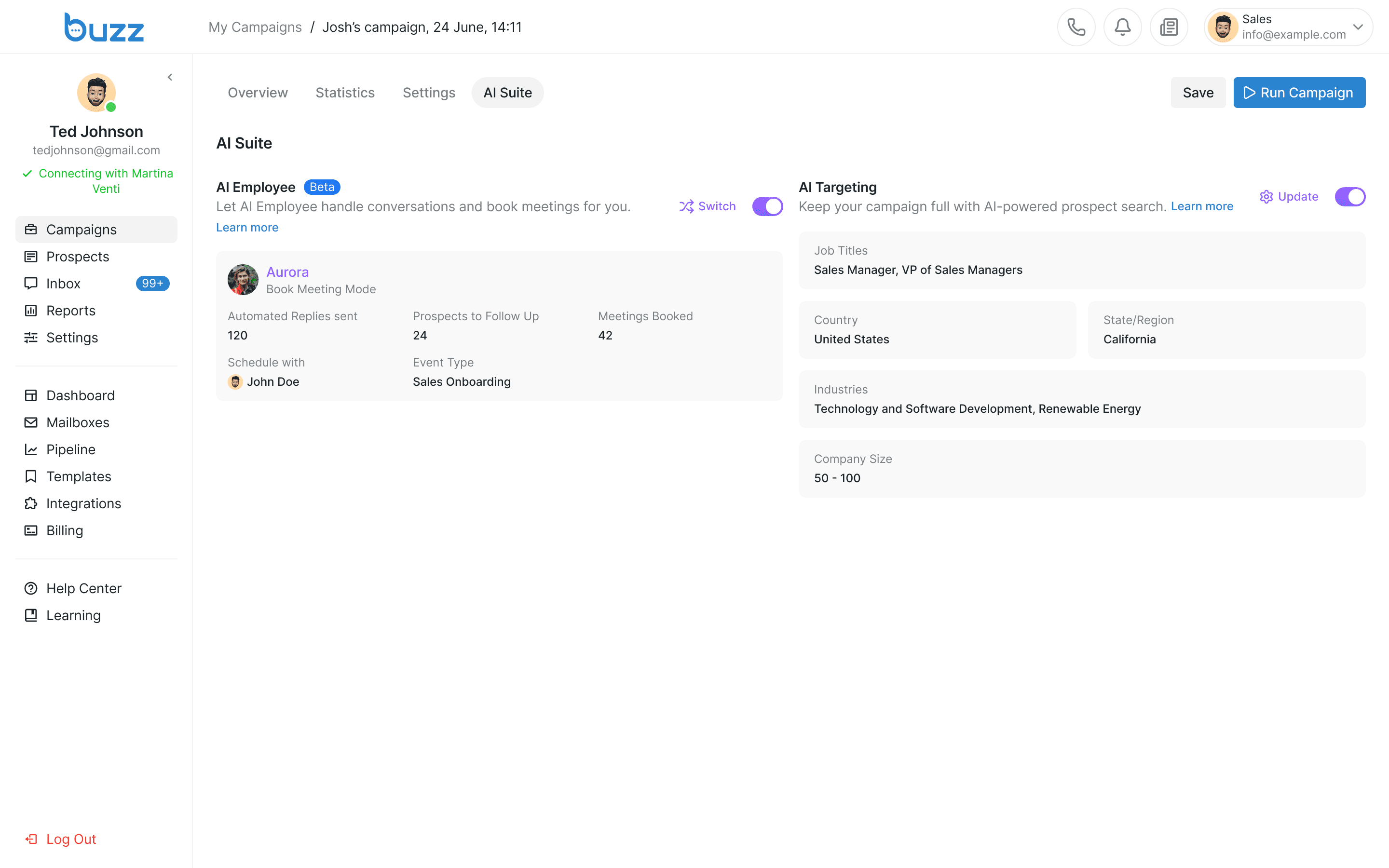 AI Suite tab in campaign settings