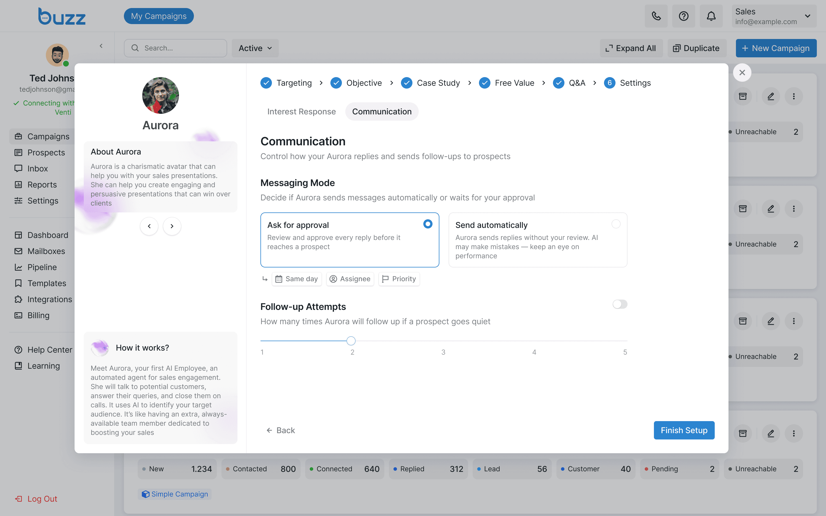 AI Employee communication settings