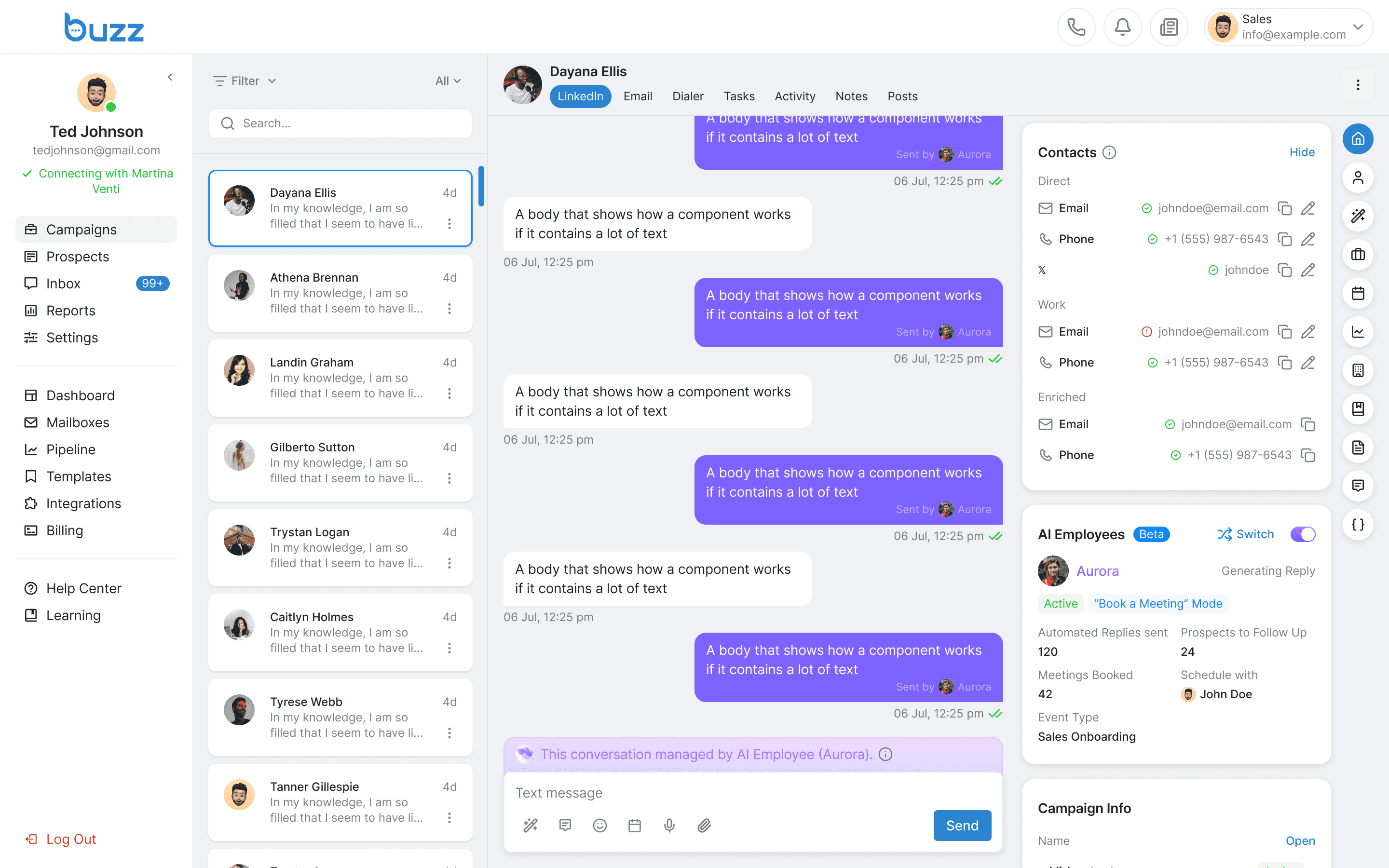 AI-managed conversation in the inbox