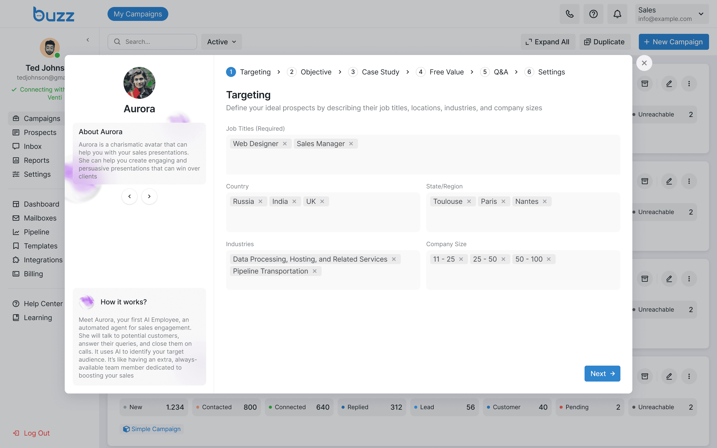 AI Employee targeting setup